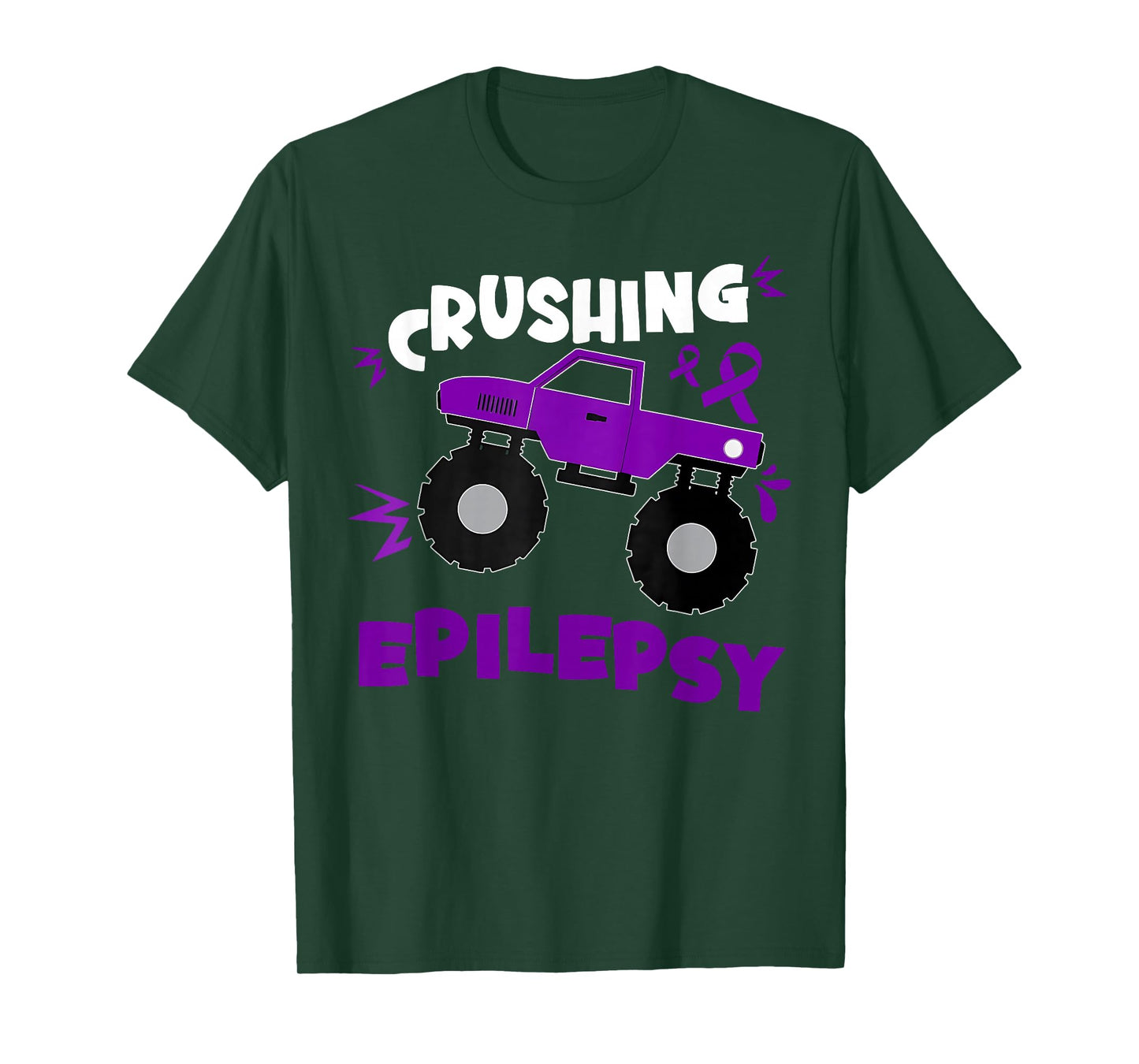 Crushing Epilepsy Awareness Purple Ribbon Monster Truck T-Shirt