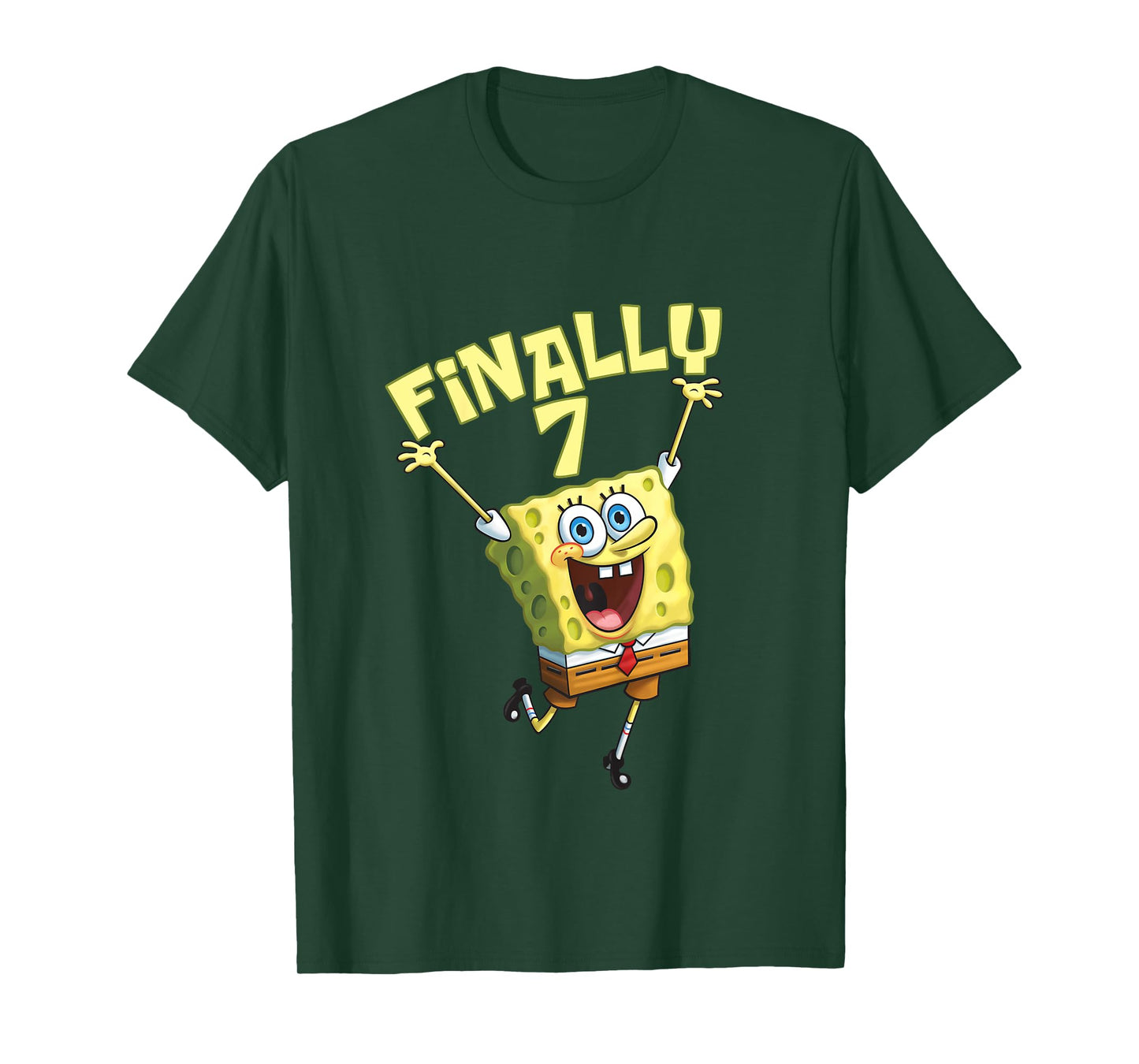 Mademark x SpongeBob SquarePants - Kids Original SpongeBob Square Pants - 7th Birthday. Finally 7. T-Shirt