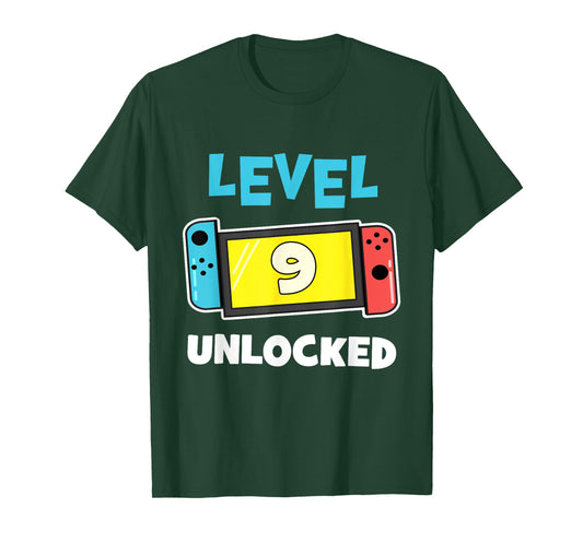 Level 9 unlocked Gamer 9th Birthday Gift Video Game lovers T-Shirt
