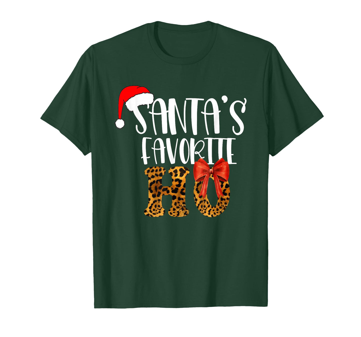Cute Cheetah Santa's Favorite Ho Christmas Funny Naughty T-Shirt