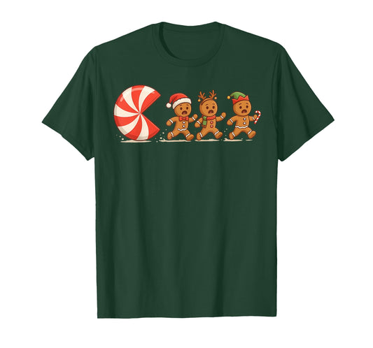 Funny Christmas Cookie Gaming Gingerbread Man Candy Cane T-Shirt