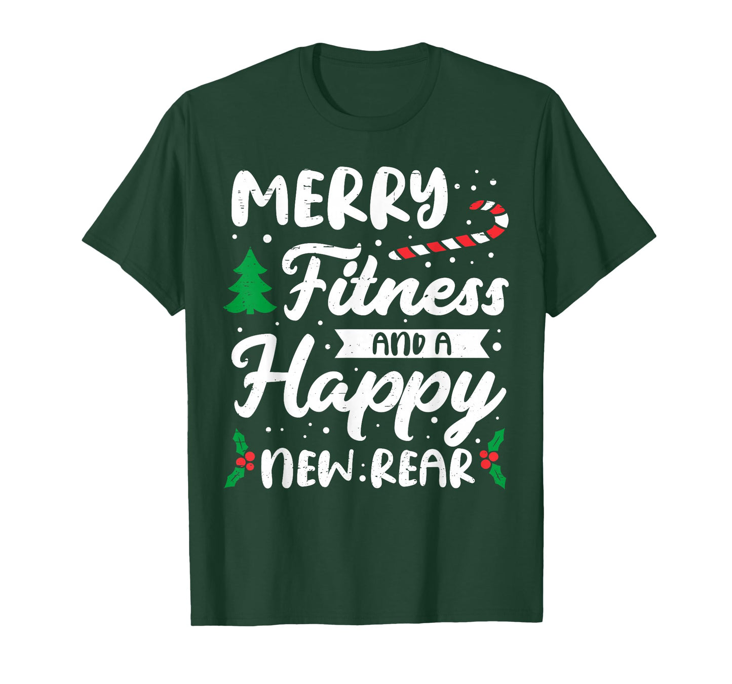 Christmas Merry Fitness Happy New Rear Xmas Workout Women T-Shirt