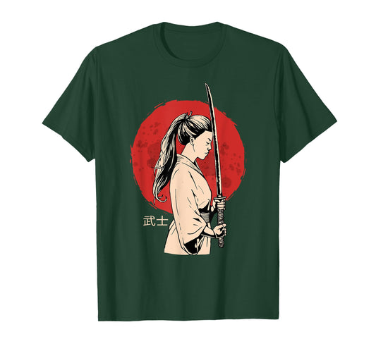 Ancient Japanese Geisha Samurai - Female Samurai - Katana T-Shirt