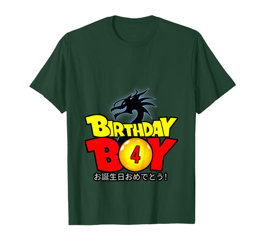 Kids 4 Year Old 4th Dragon Anime Style Birthday Gift For Boys T-Shirt