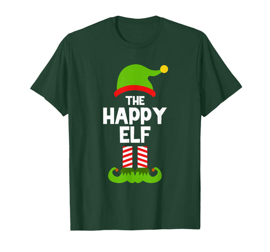 Funny The Happy Elf Christmas Family Party Pajama T-Shirt
