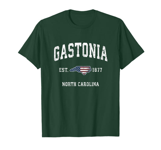 Gastonia North Carolina NC Vintage American Flag Design T-Shirt for Women Kids Men