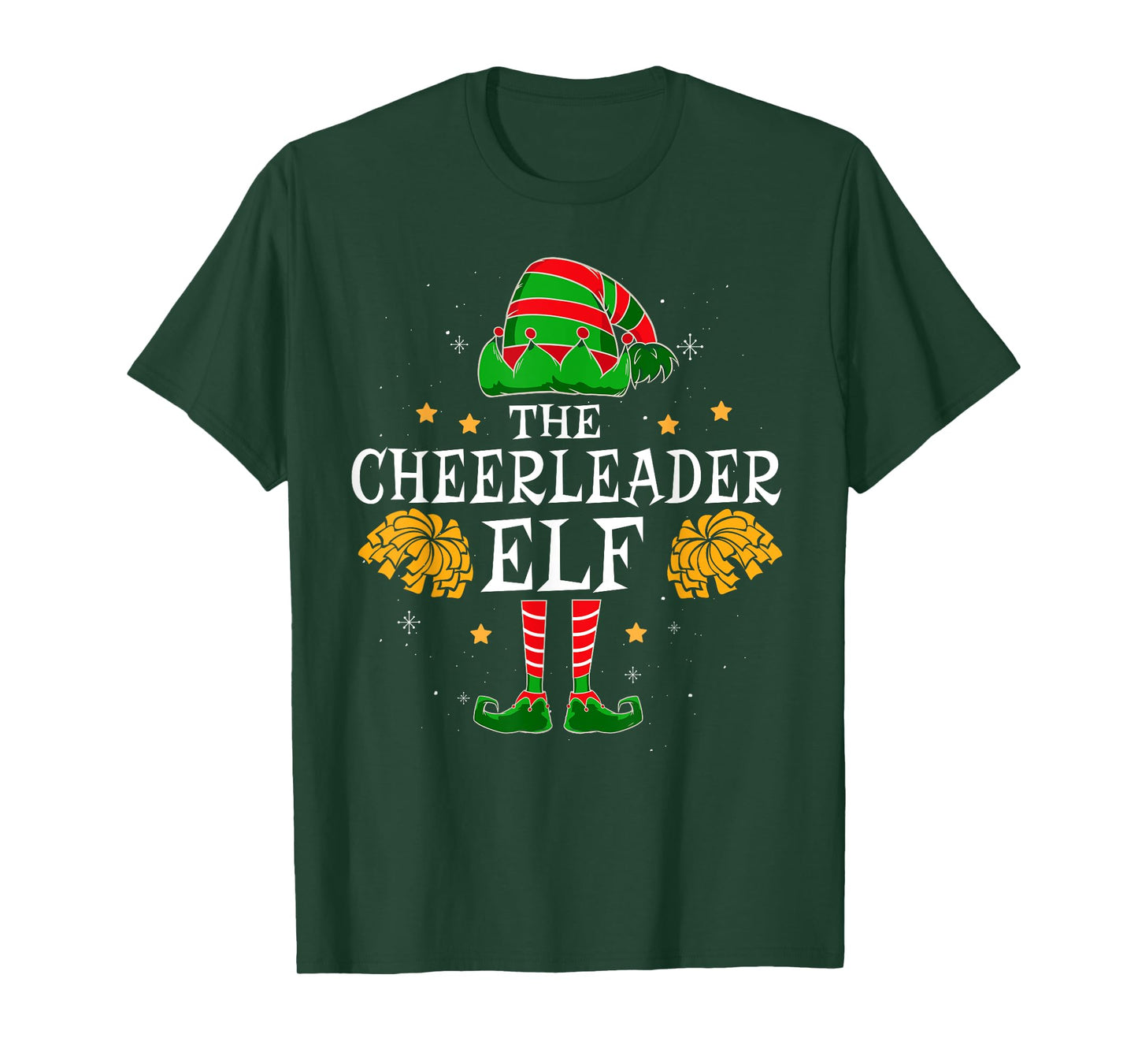 Cheerleader Elf Matching Team Christmas Funny Cheerleading T-Shirt