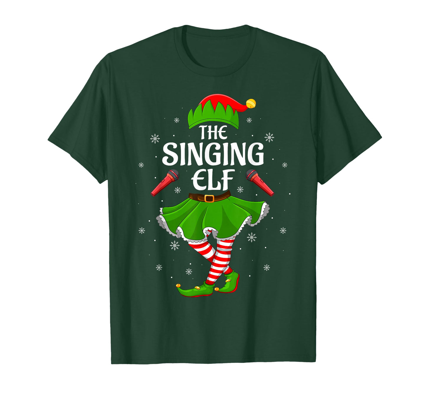 Singing Elf Christmas Family Girls Women Elf Squad Xmas T-Shirt