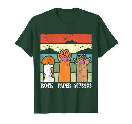Rock Paper Scissors Game Kitten Lover Animal Paws Cat T-Shirt