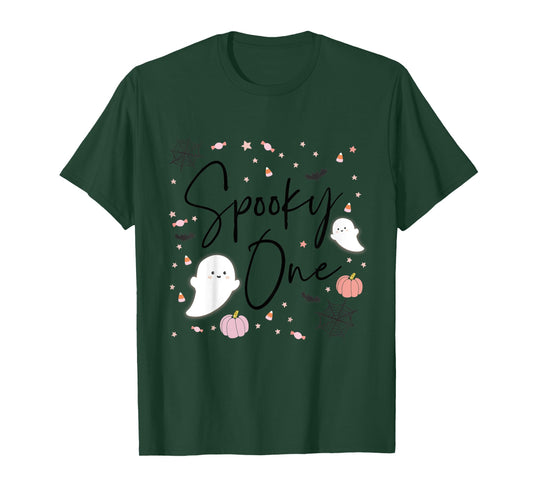 Kids Spooky One Girl 1st First Birthday Pink Halloween T-Shirt
