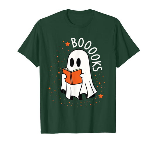 Ghost Reading Books Boooks Halloween Teacher Boook T-Shirt for Men Women Kids