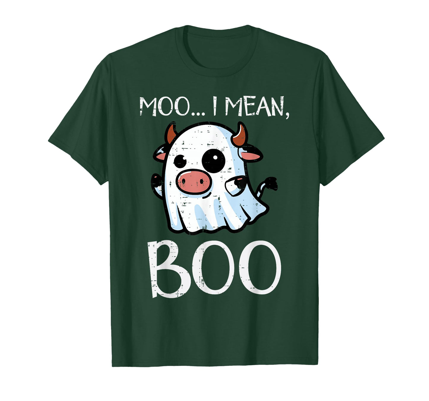 Halloween Cow Ghost Moo I Mean Boo Costume Kids Women Men T-Shirt