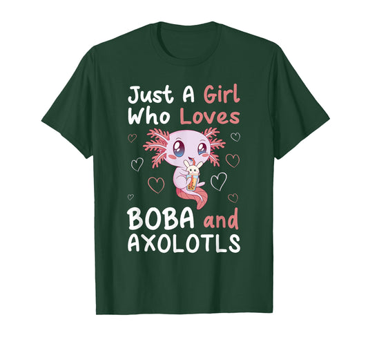 Just A Girl Who Loves Boba And Axolotl Bubble Milk Tea Otaku T-Shirt