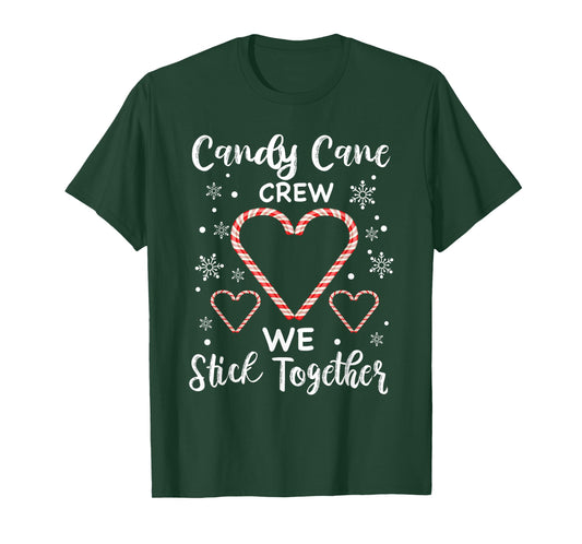 Christmas Candy Cane Crew Heart Holiday Family Candy Pajama T-Shirt