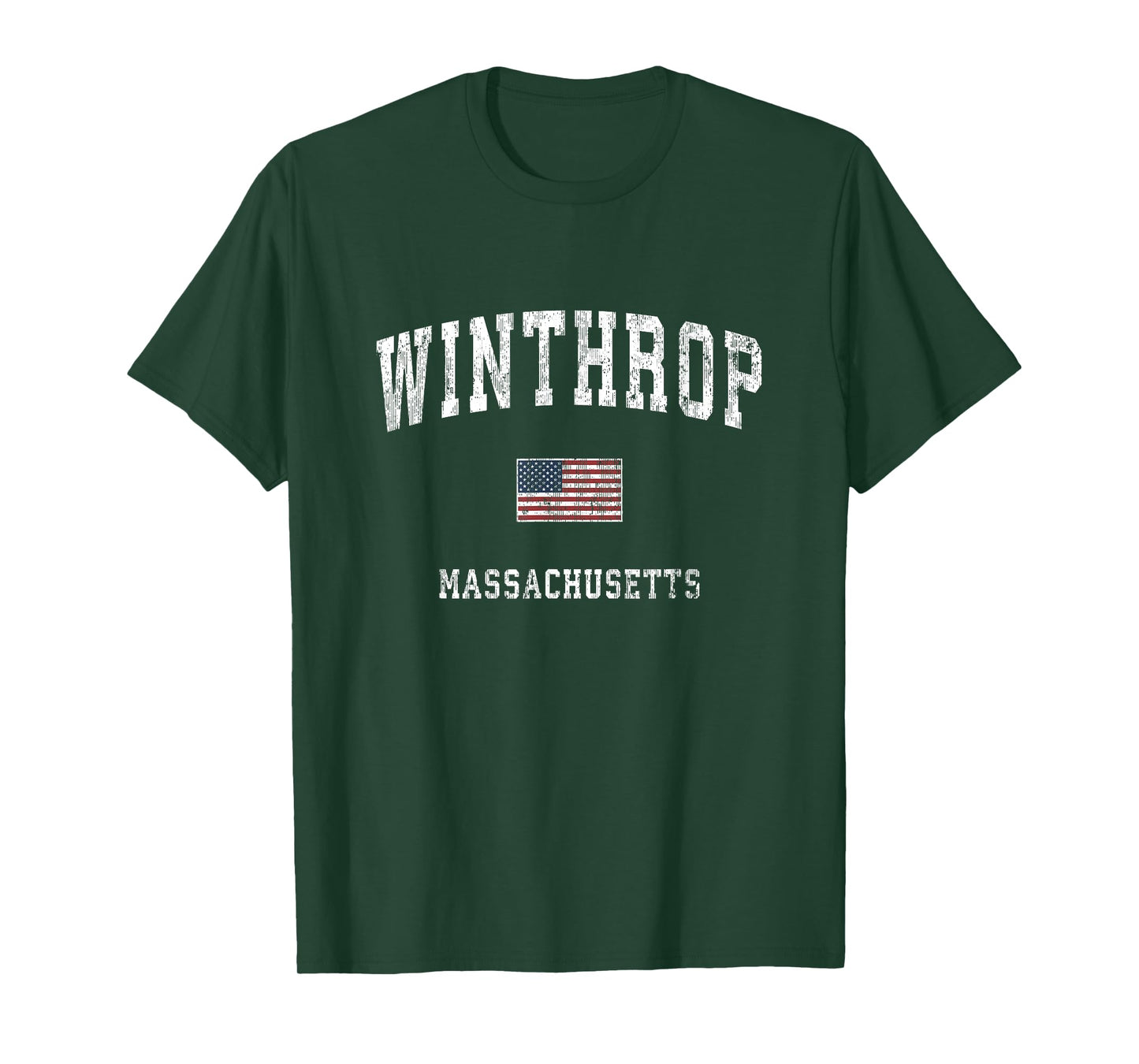 Winthrop Massachusetts MA Vintage American Flag Sports T-Shirt for Women Kids Men