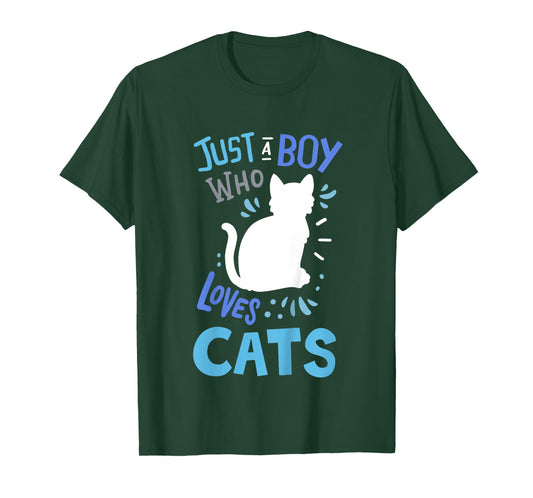 Kids Cat Just A Boy Who Loves Cats for Cat Lovers T-Shirt