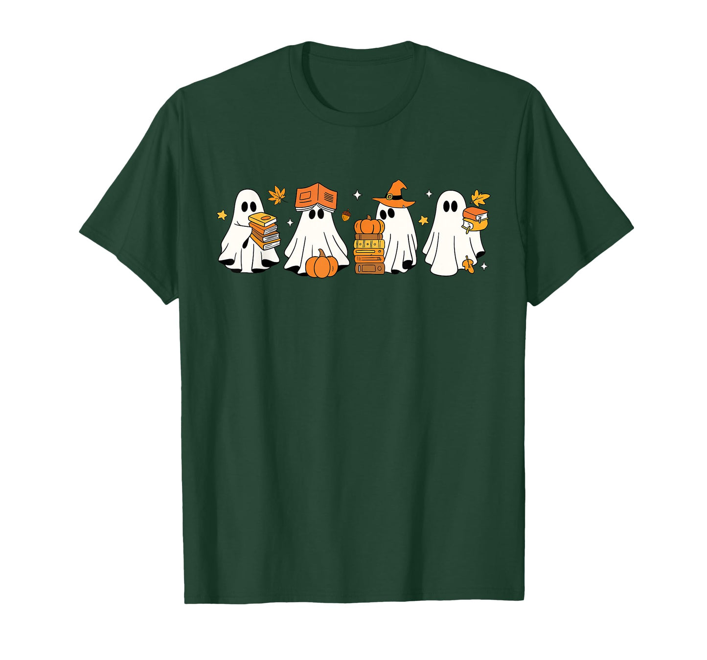 Funny Ghost Book Reading Halloween Books Lover Teacher Kids T-Shirt