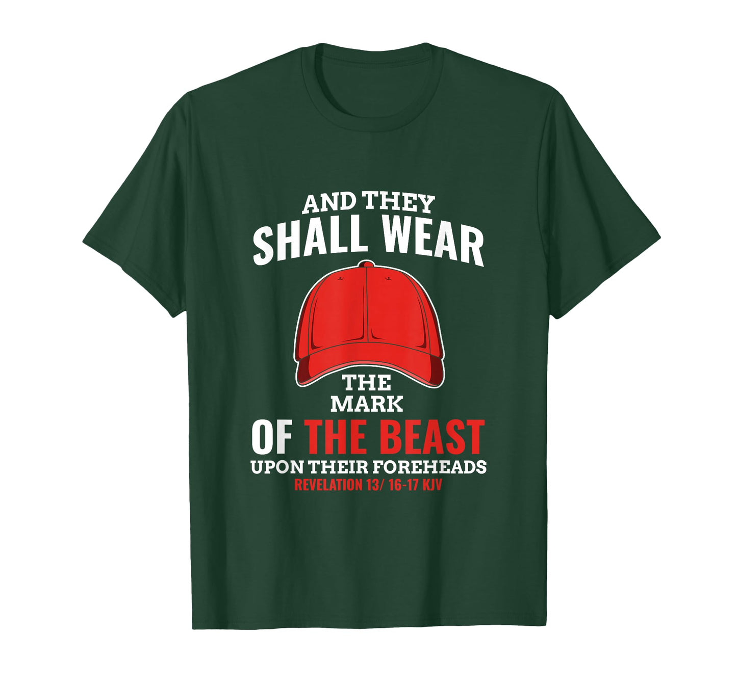 Funny Anti Trump Mark of The Beast Red Hat Liberal Gift T-Shirt Small