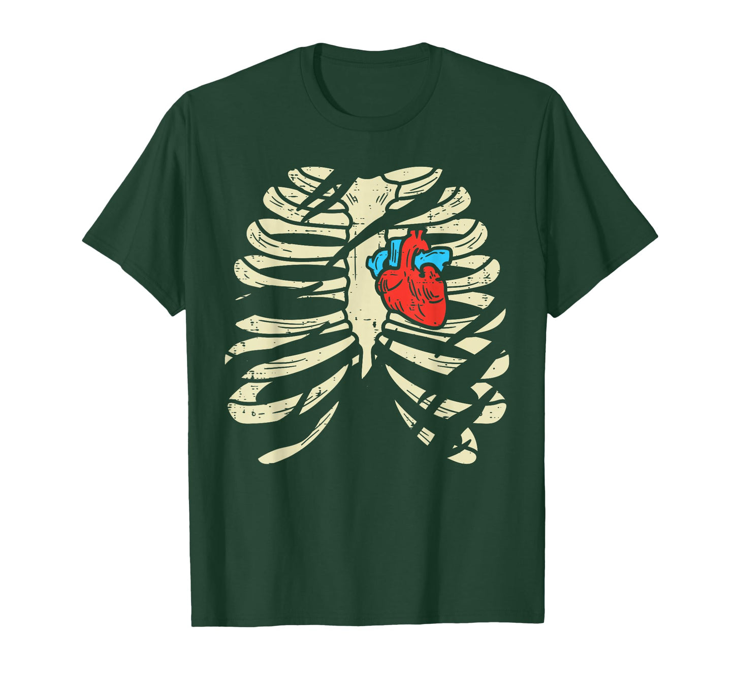Skeleton Rib Heart Scary Spooky Halloween Men Women Boys Kid T-Shirt