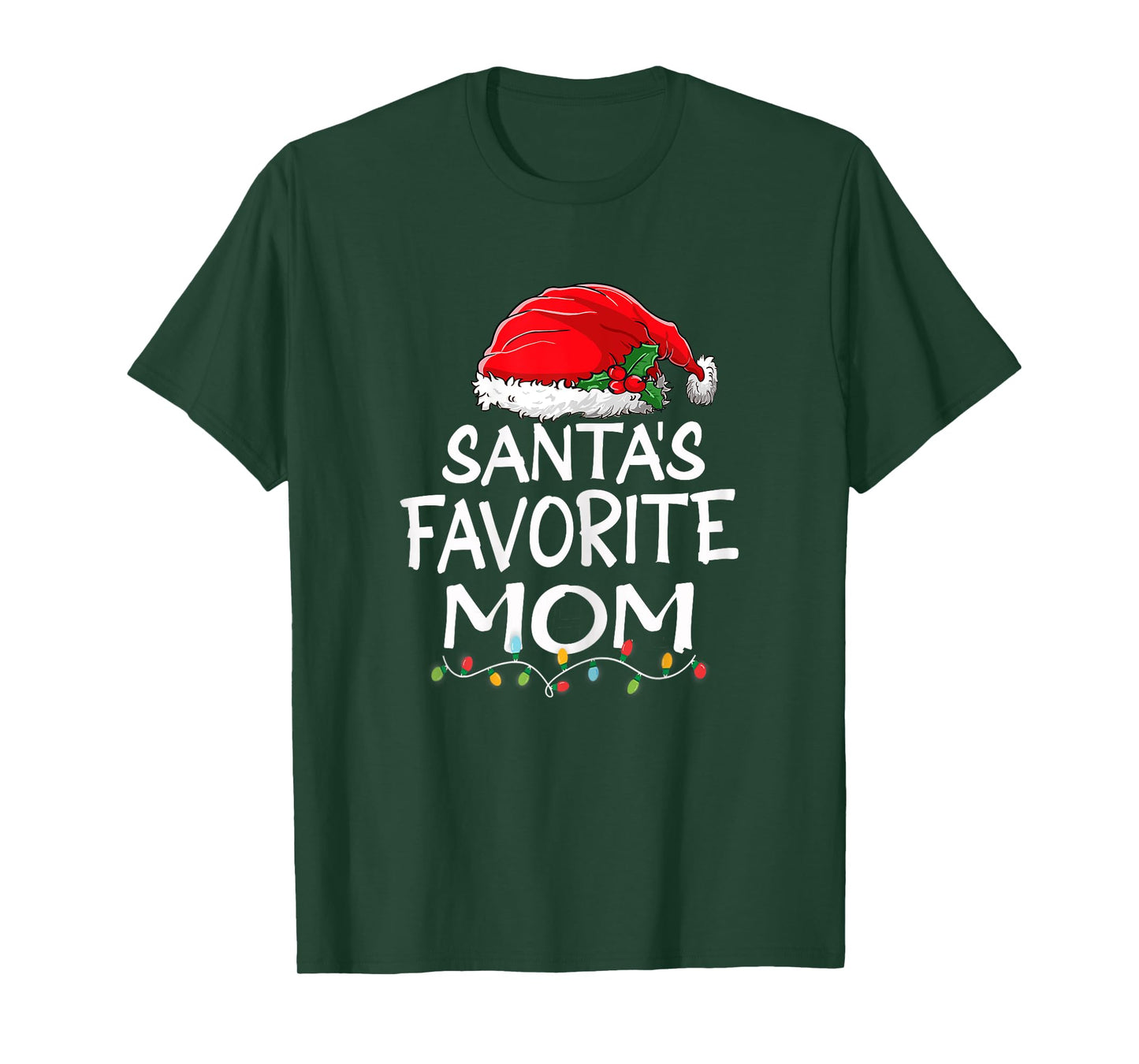 Santa's Favorite Mom Christmas Santa Claus tree lights Mommy T-Shirt