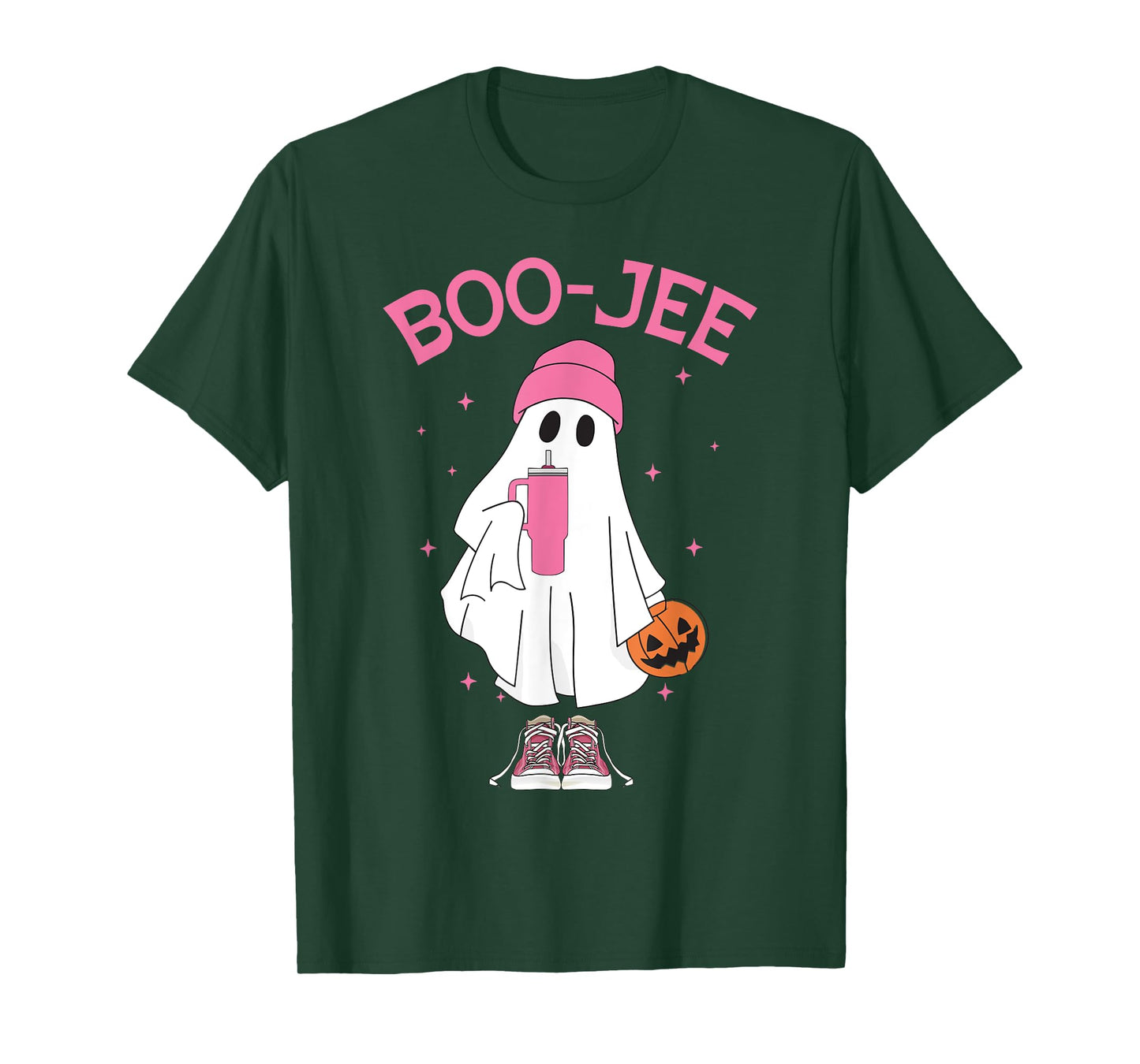 Boo-Jee Spooky Season Ghost Pink Halloween Pumpkin Boujee T-Shirt