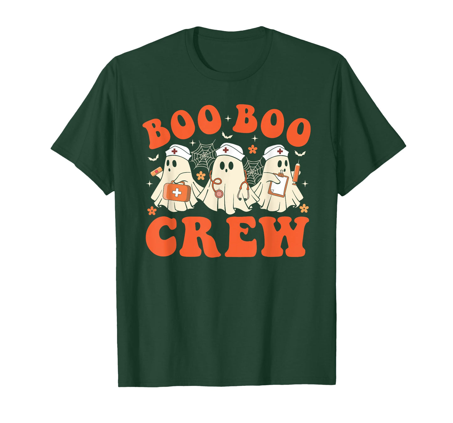 Boo Boo Crew Nurse Ghost Scrub Top Nursing Halloween Costume T-Shirt
