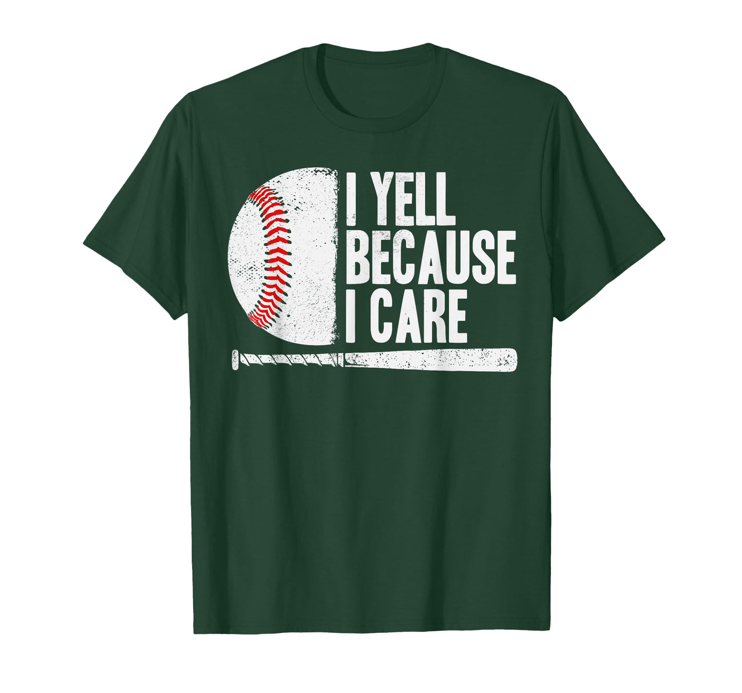 Funny Baseball Fan Humor I Yell Because I Care Baseball Dads T-Shirt