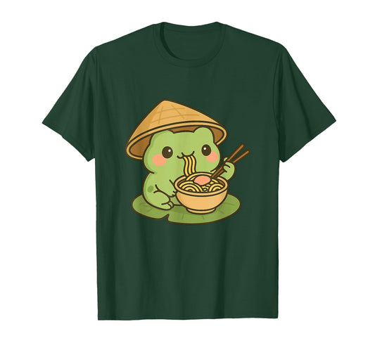 Cute Frog Eating Ramen Anime Japanese Gifts Men Women Kids T-Shirt