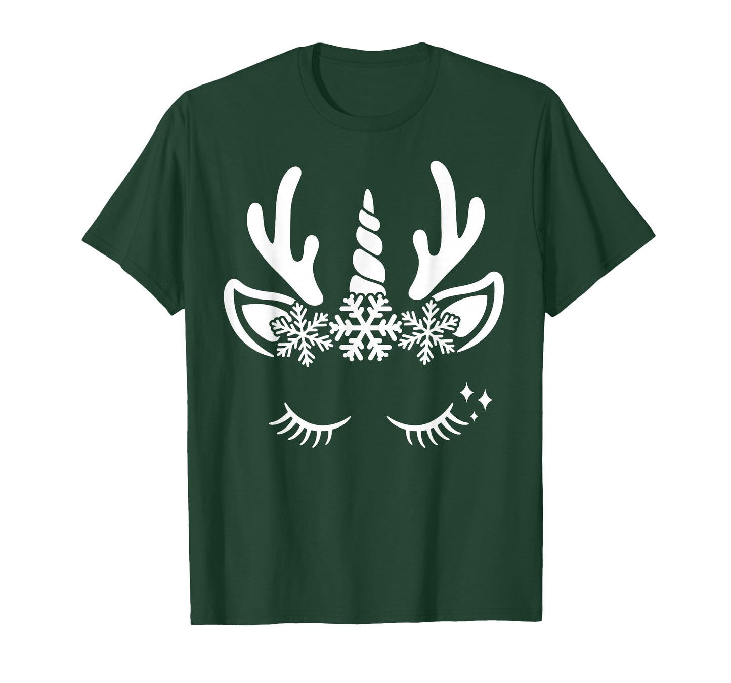 Unicorn Reindeer Face Cute Christmas Costume Funny T-Shirt