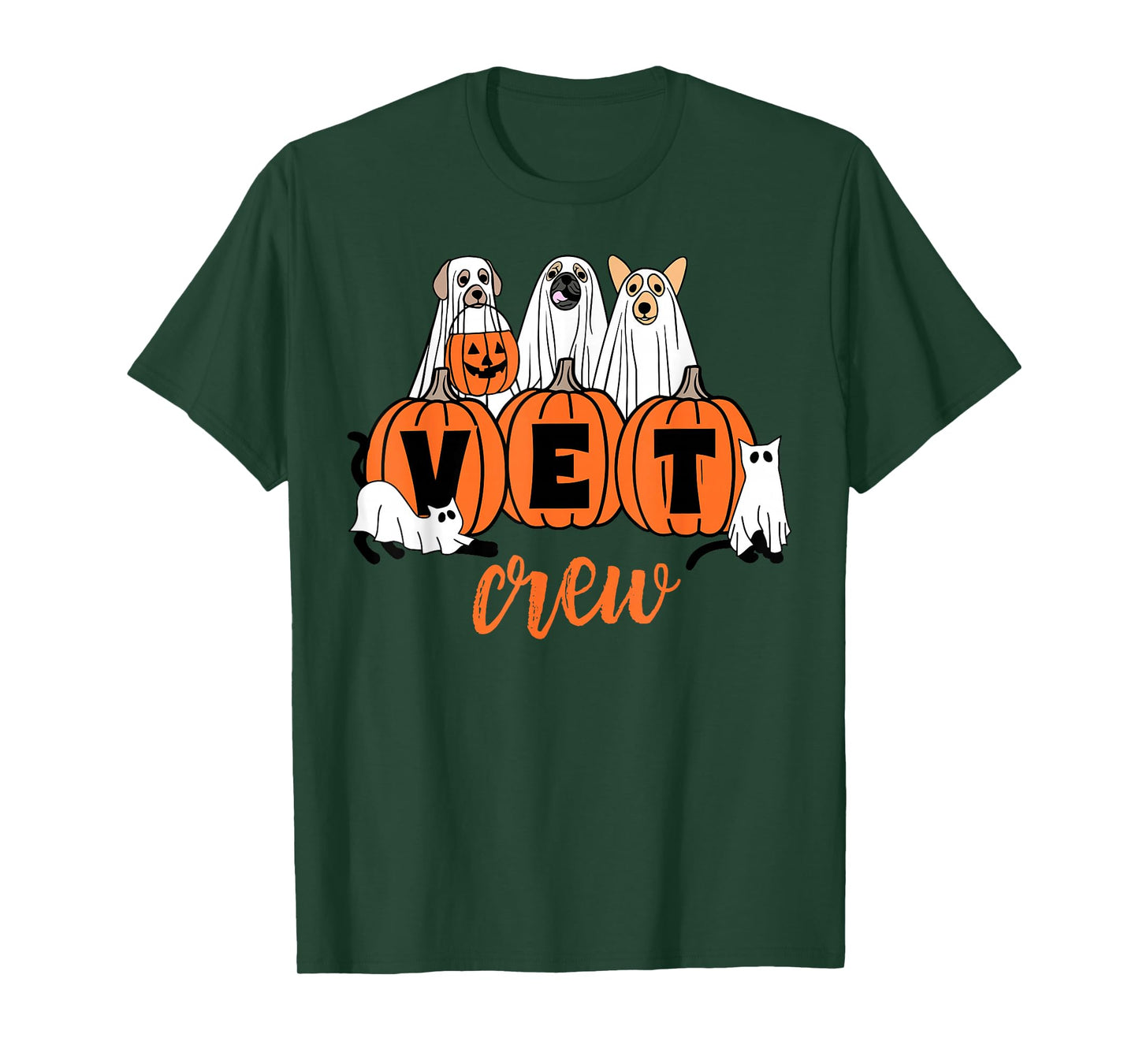 Halloween Vet Crew Pumpkin Dog Cat Ghost Veterinary Vet Tech T-Shirt