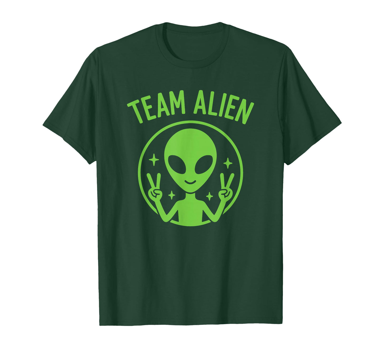 Team Alien – Funny Green Extraterrestrial Peace Sign Cartoon T-Shirt
