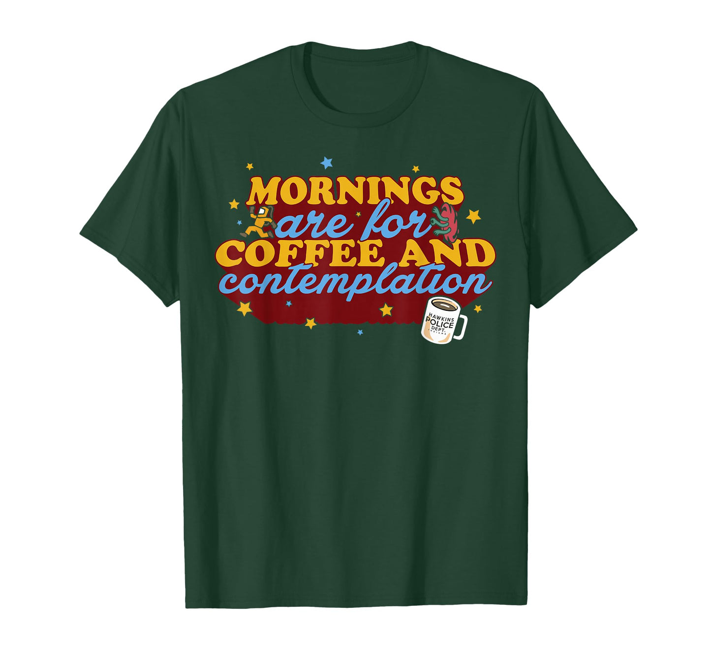 Netflix Stranger Things Coffee And Contemplation Typographic T-Shirt