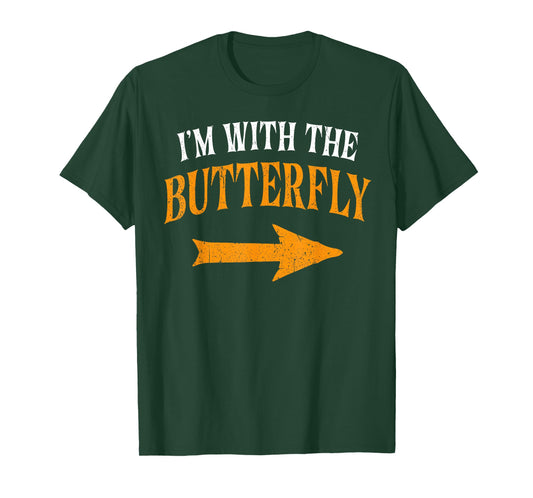 I'm With Butterfly Party Matching Couples Halloween Costume T-Shirt