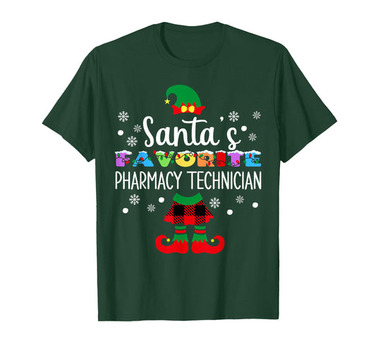 Santa's Fav Pharmacy Technician Christmas Elf for Men Women T-Shirt