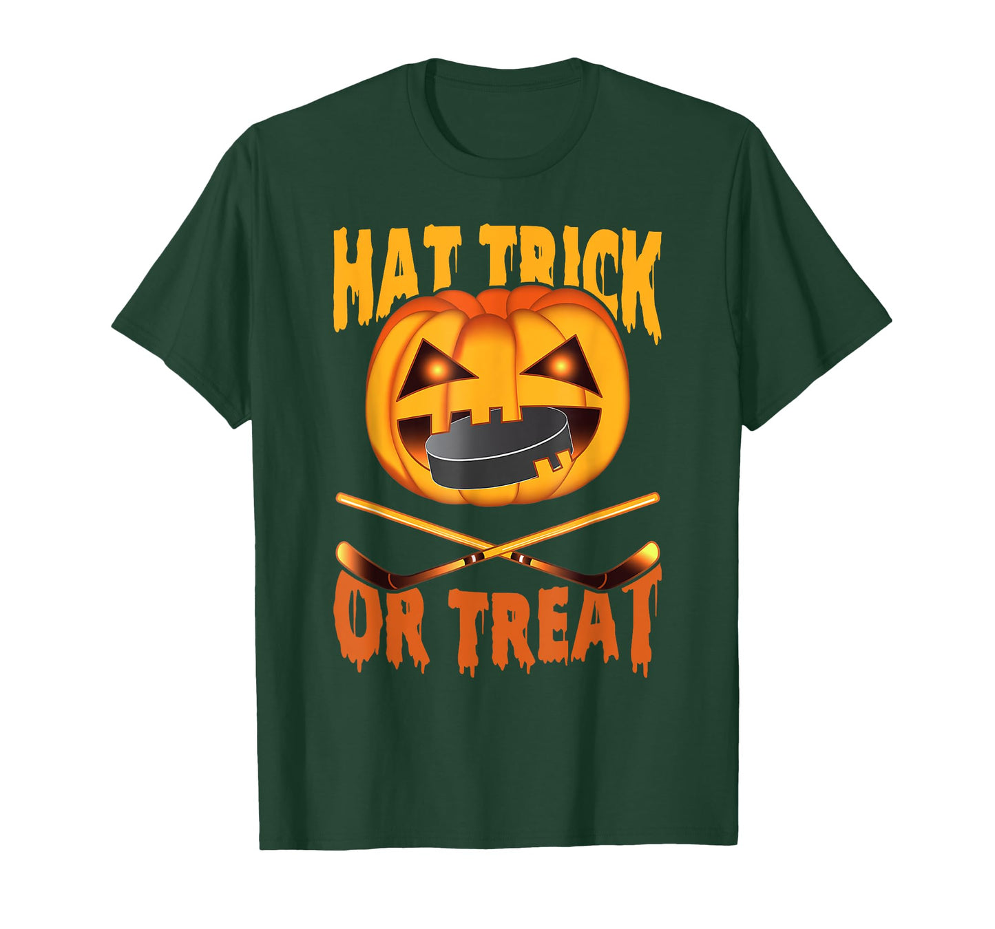 Hat Trick Or Treat Hockey Halloween T-Shirt