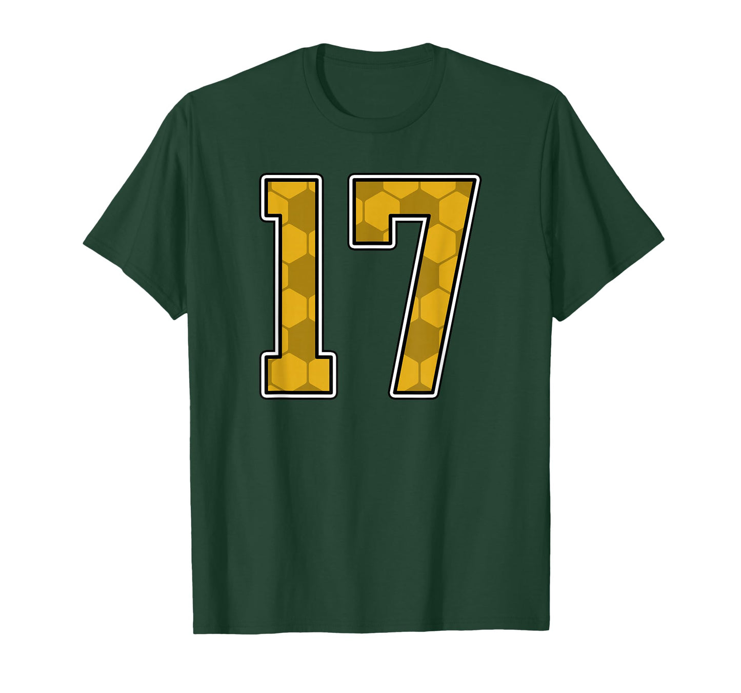 Gold Soccer Pattern Number 17 Jersey Player Uniform #17 T-Shirt