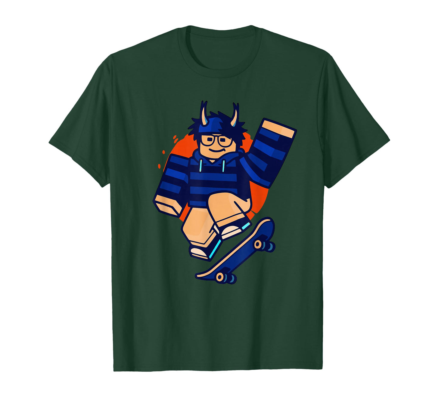 Blox Noob Skater Funny Meme Gamer Skateboarding T-Shirt
