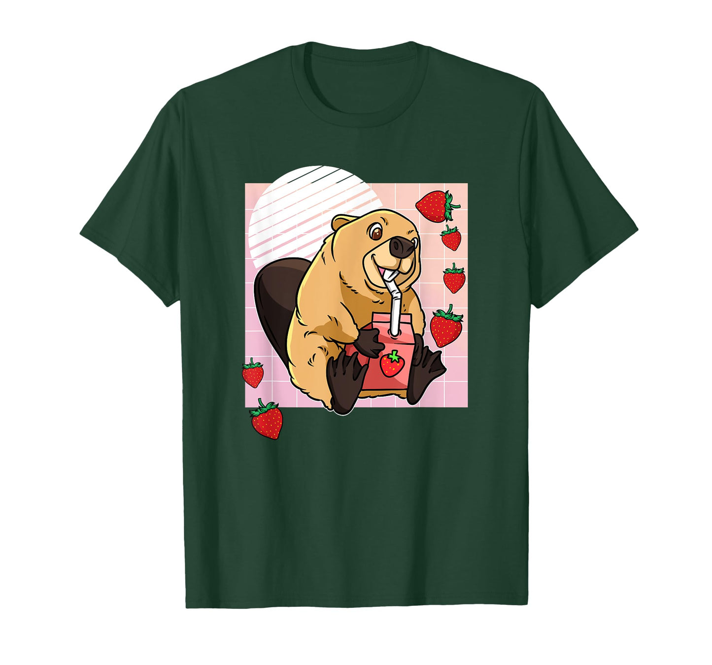 Kawaii Beaver Strawberry Milk 90's Vaporwave T-Shirt