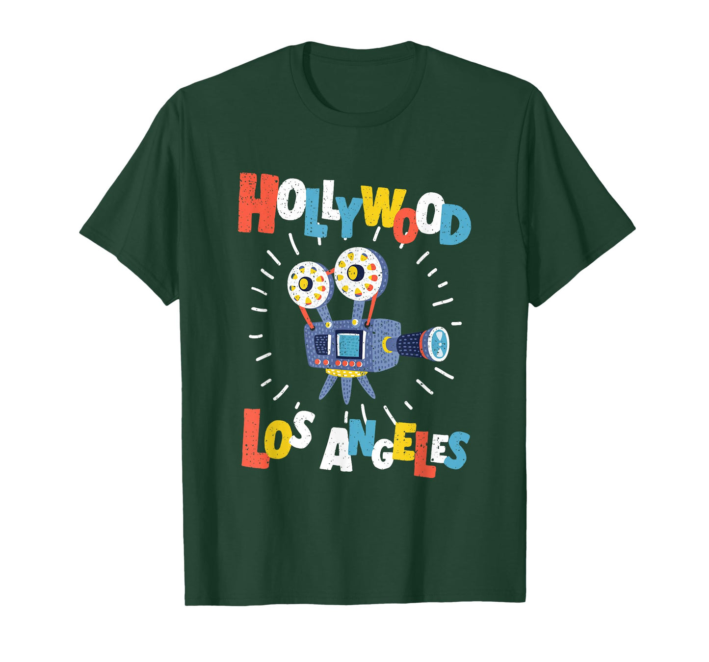 Colorful Los Angeles California Retro Cinema Cartoon Camera T-Shirt