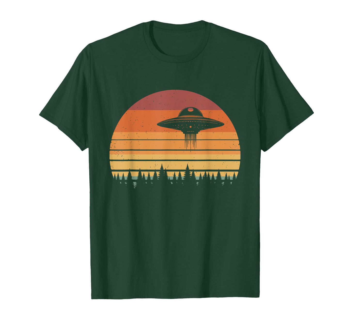 UFO Abduction Moon Day Retro Alien Spaceship Sci-fi T-Shirt