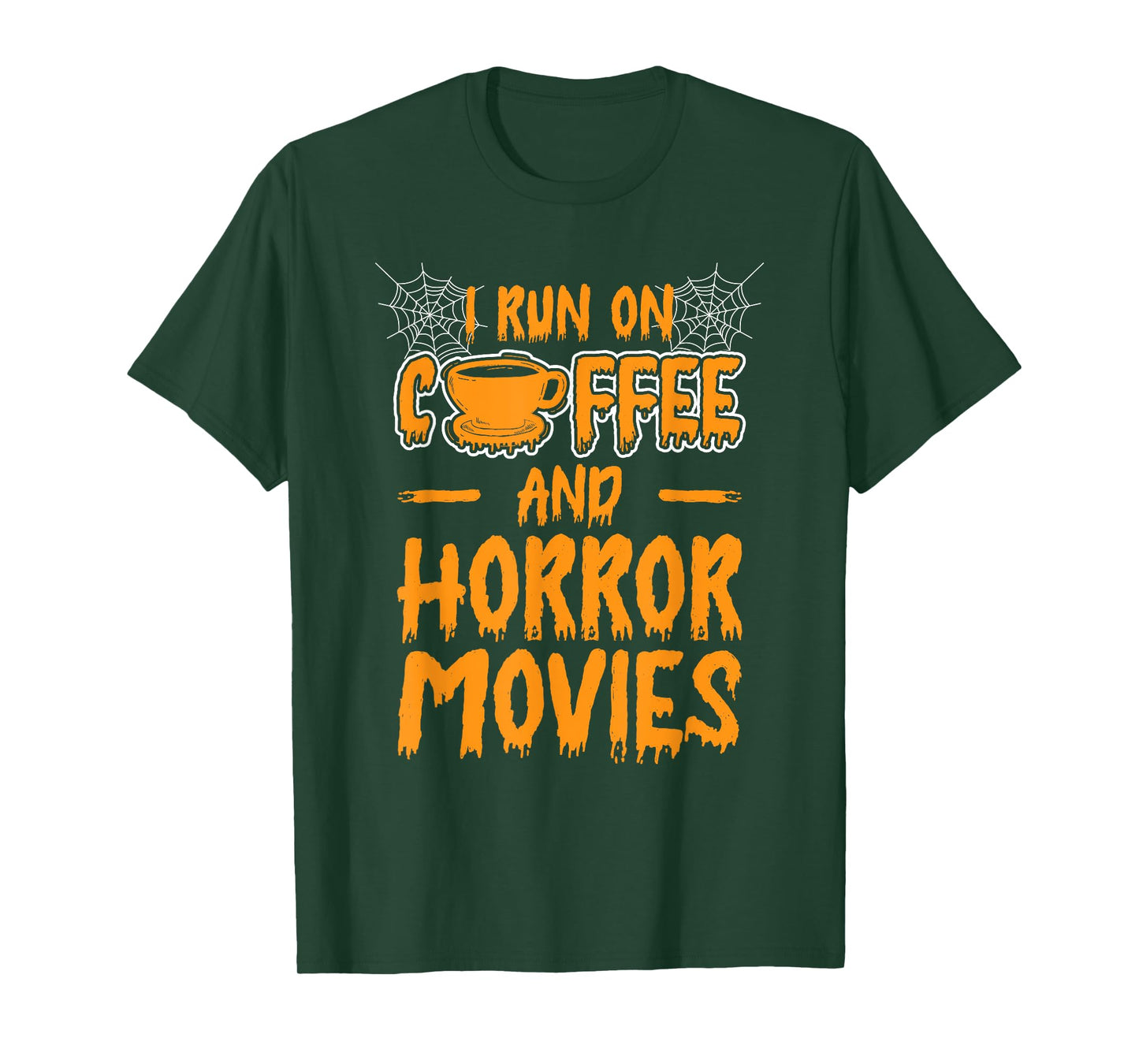 I Run On Coffee and Horror Movies Halloween Ghost T-Shirt