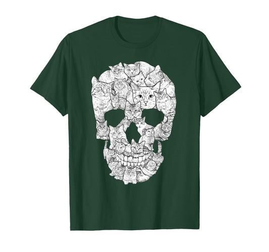 Cat Skull T-Shirt - Kitty Skeleton Halloween Costume Idea T-Shirt for Men Women Kids