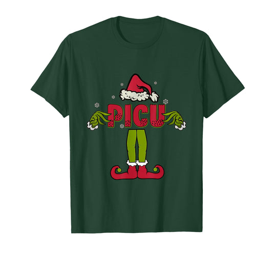 Funny Pediatric Intensive Care Unit Christmas Matching Scrub T-Shirt