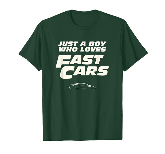 Fast Car Just A Boy Who Loves Fast Cars Funny Gift T-Shirt