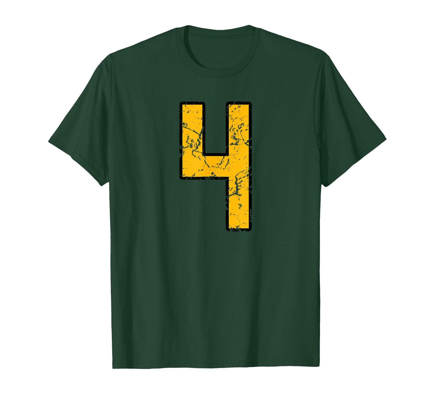 Gold and Black Sports Number 4 Jersey Uniform Player T-Shirt