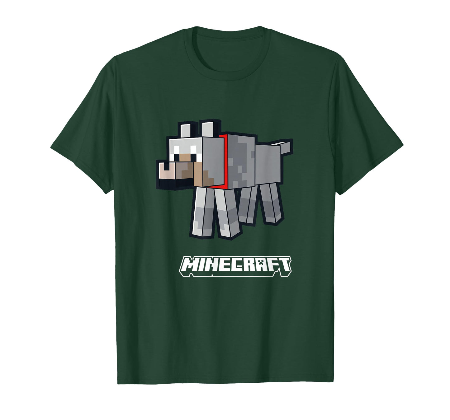Minecraft Loyal Wolf Pet with Collar and Logo T-Shirt