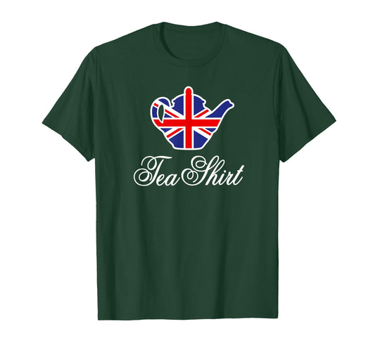 Tea Shirt British Union Jack Flag Teapot Tea Word Play T-Shirt