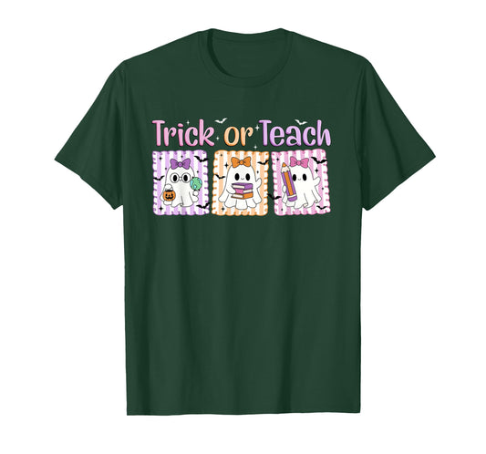 Trick Or Teach Preppy Teacher Ghost Halloween Women Girls T-Shirt