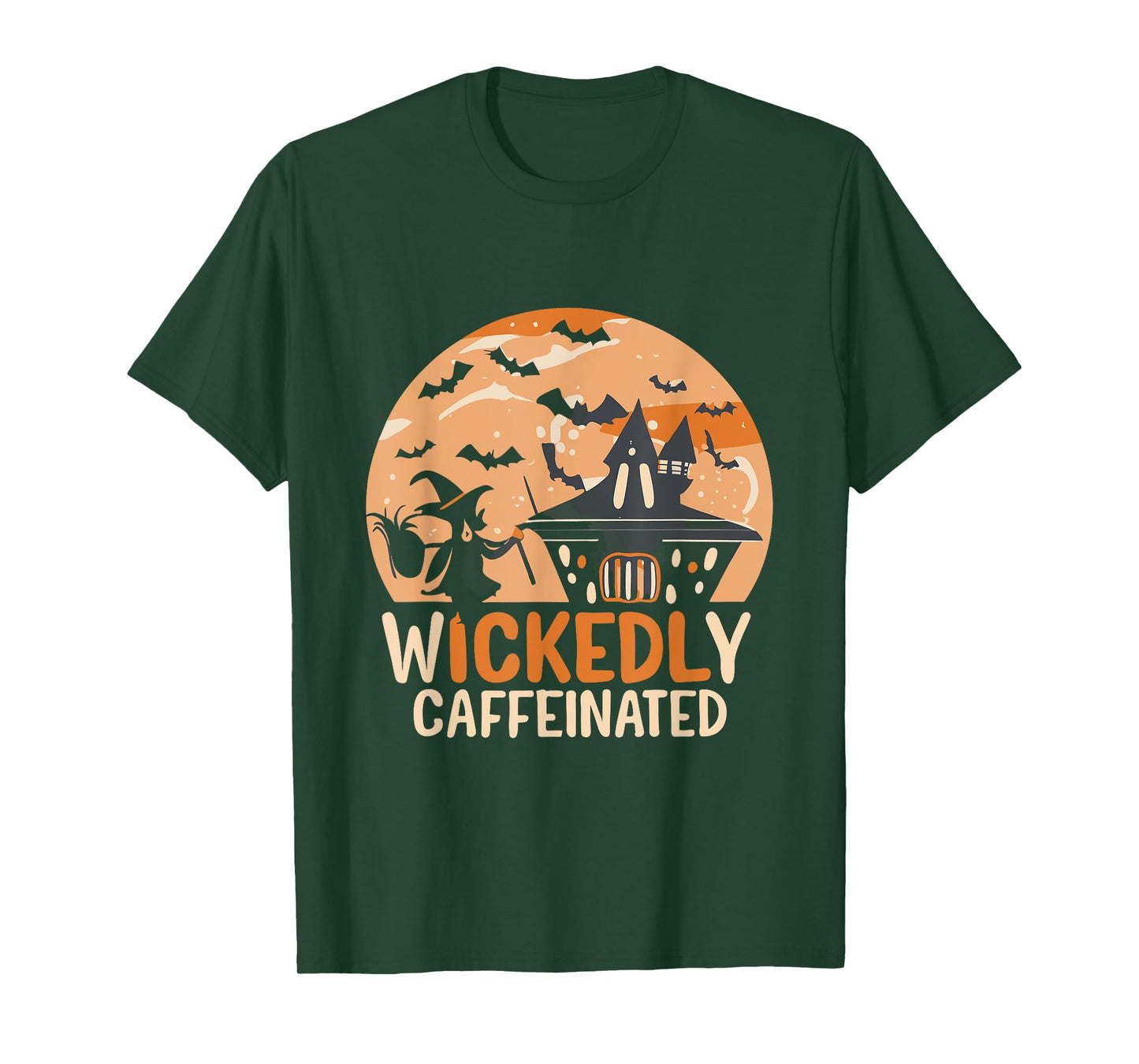 wickedly caffeinated Halloween witch with broom T-Shirt