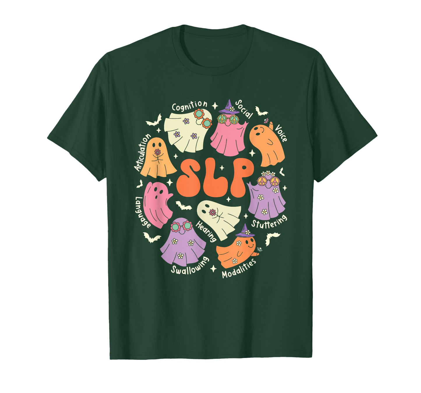 Cute Ghost Friends Halloween AAC SLP Squad Speech Language T-Shirt